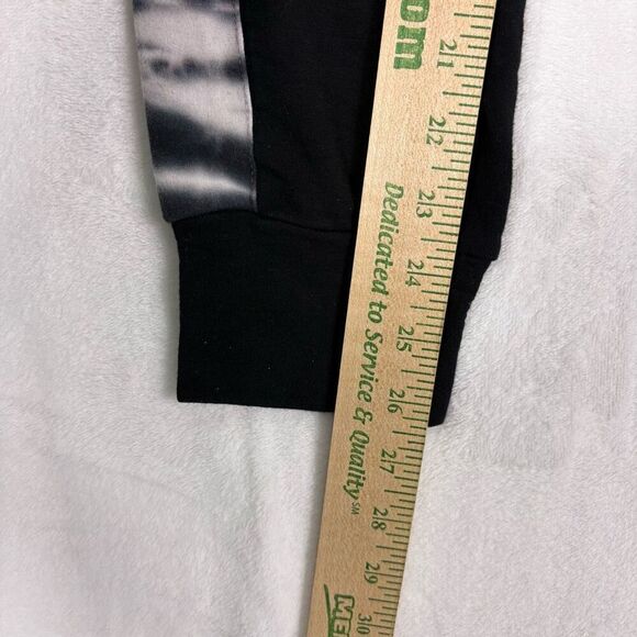 Monrow Black with Black & White Tie Dye Sides Jogger Sweatpants Size XS - Picture 7 of 12